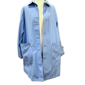 VTG London Fog Powder Blue Rain Jacket Oversized Minimalist Normcore Coat Sz 12